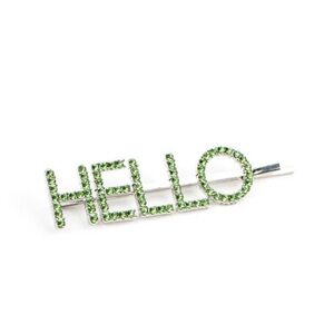 Green Crystal 'HELLO' Hair Bobby pin